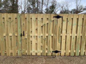 Photo of Shadowbox wood fence and gate
